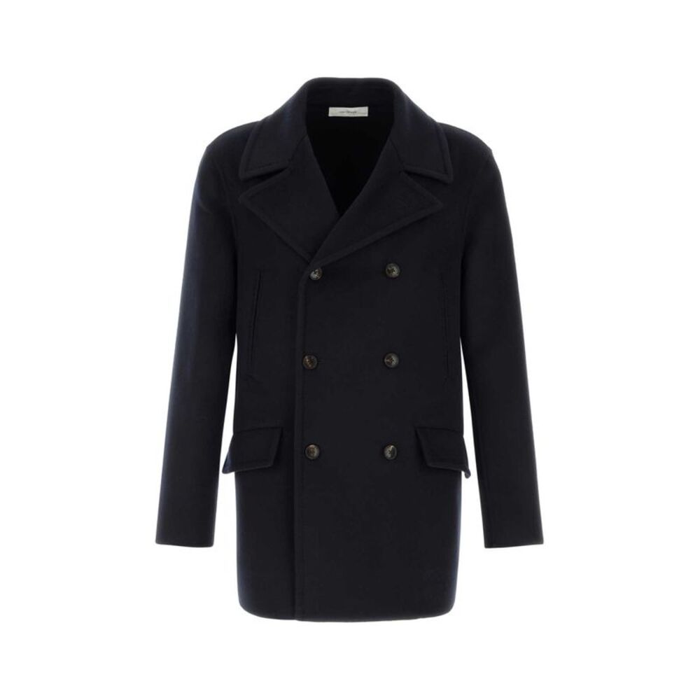 Umit Benan Men Navy Blue Wool Blend Coat